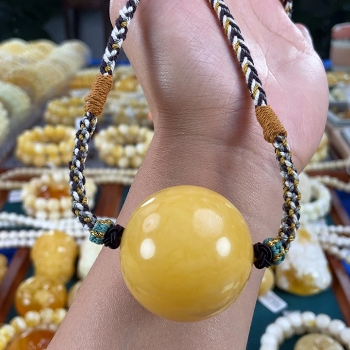 琥珀未镶嵌珠宝奇石37鸡油黄虎皮锁骨珠链