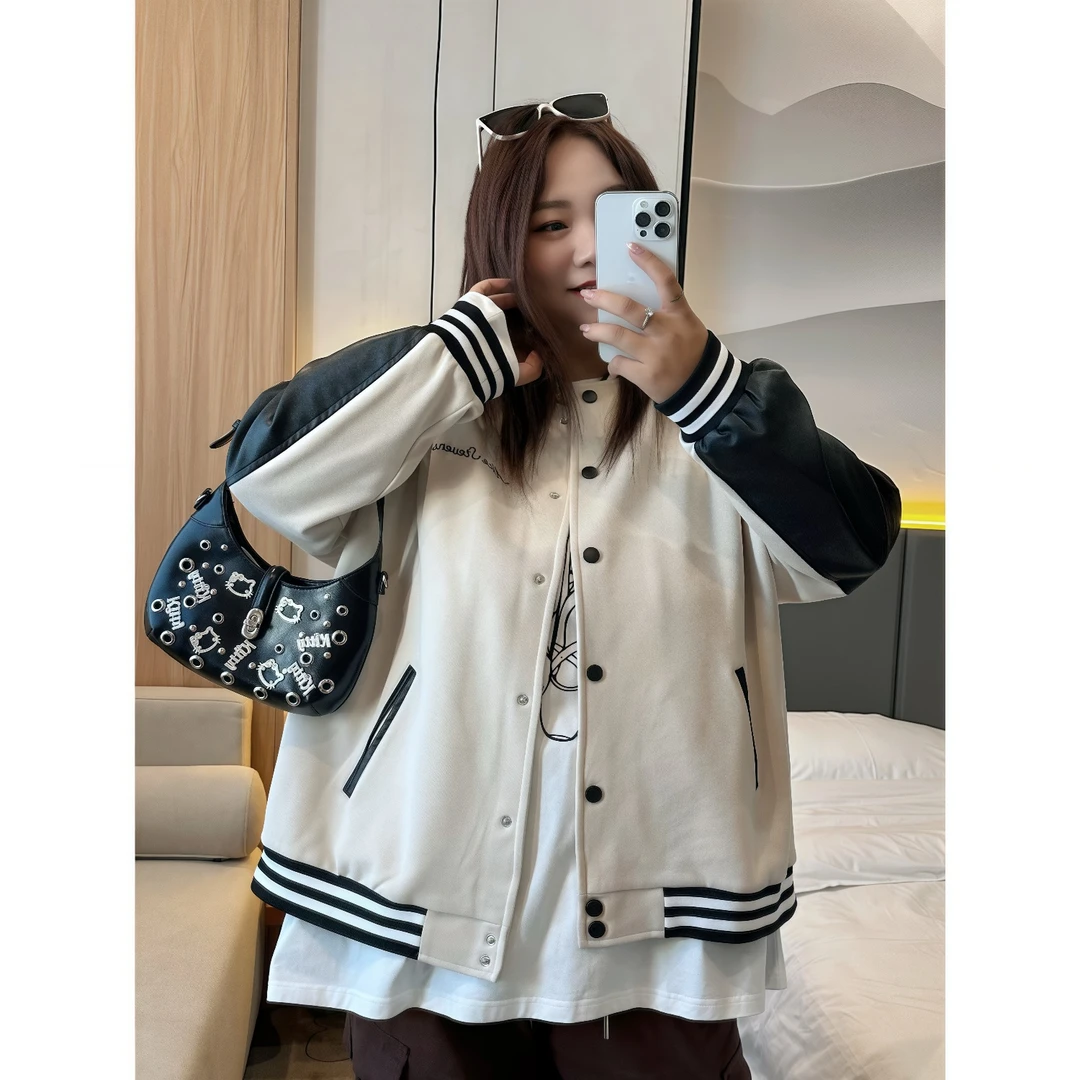 断码捡漏~费尔蒙德 / 美式拼色pu皮棒球服11393花契200斤胖mm秋季