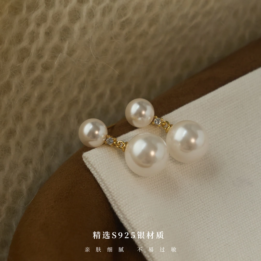 丽沁 925银耳饰 锆石流苏耳钉气质百搭法式小众设计感小巧简约