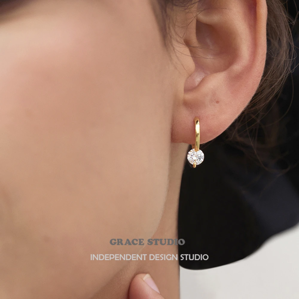 925银仿水晶耳饰 精致超闪小钻悬浮感纯银耳扣轻奢通勤百搭耳环