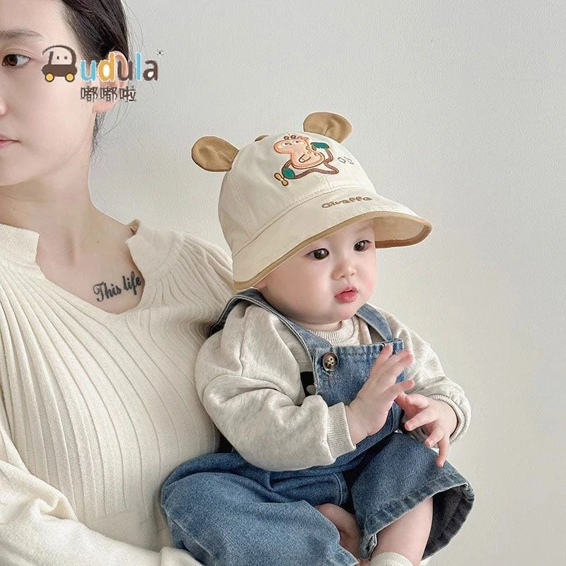 婴儿帽子春秋薄款大帽檐遮阳防晒鸭舌帽男女宝宝可爱超萌夏棒球帽