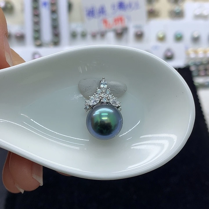 海水珍珠裸珠蓝绿色系油辣炫彩12.4mm～小