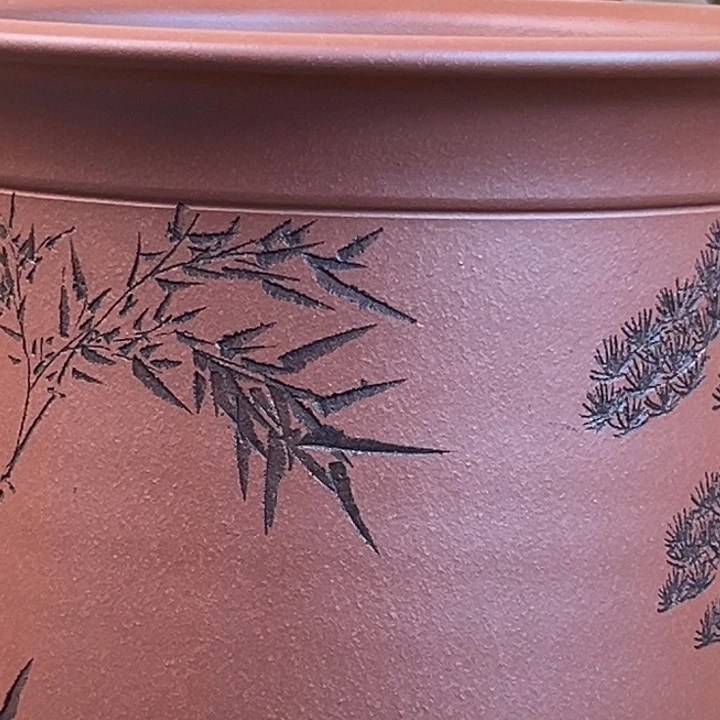 失***.紫砂花盆 全手工底槽清岁寒三友