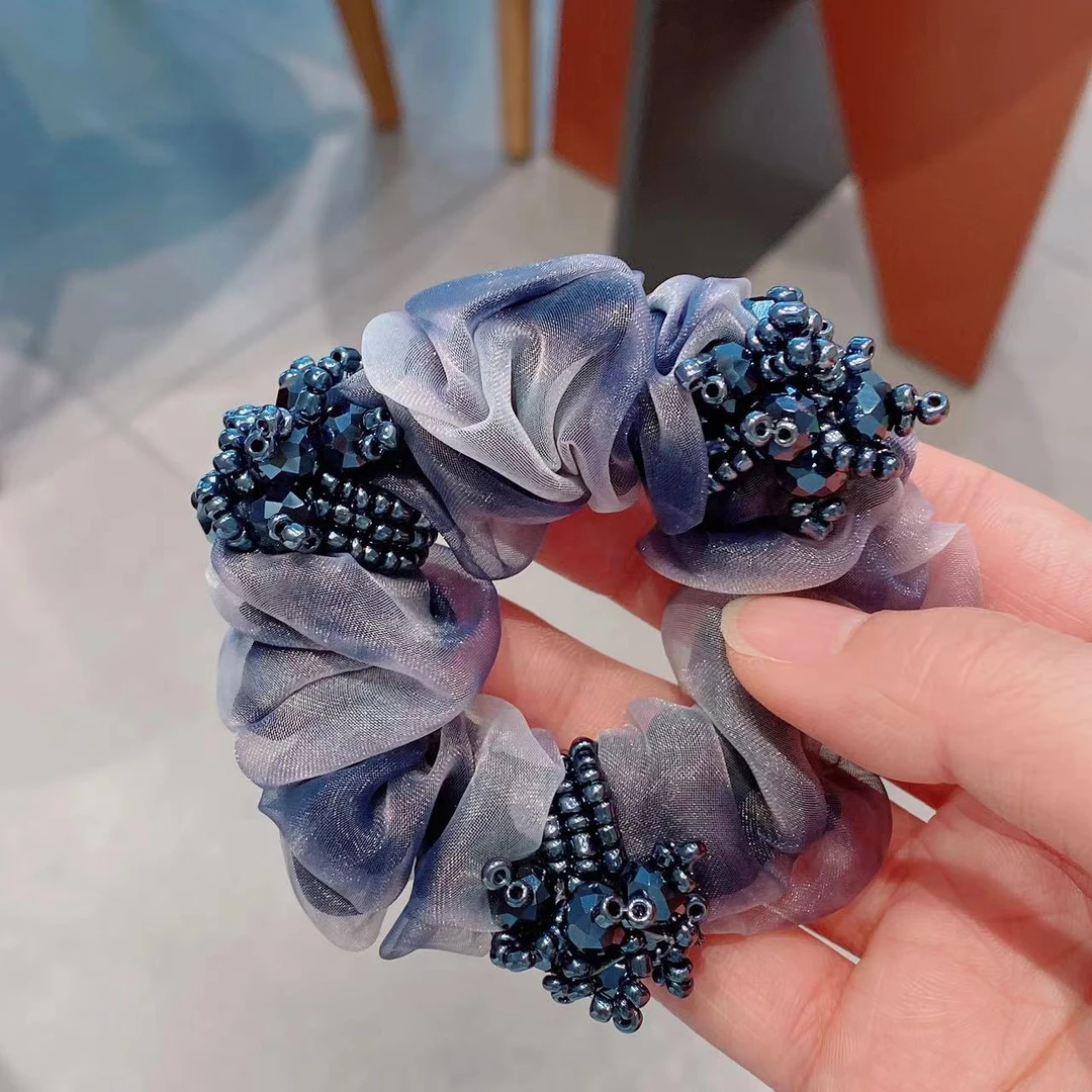 M1966夏季2025新款水墨晕染蓝色发圈发绳