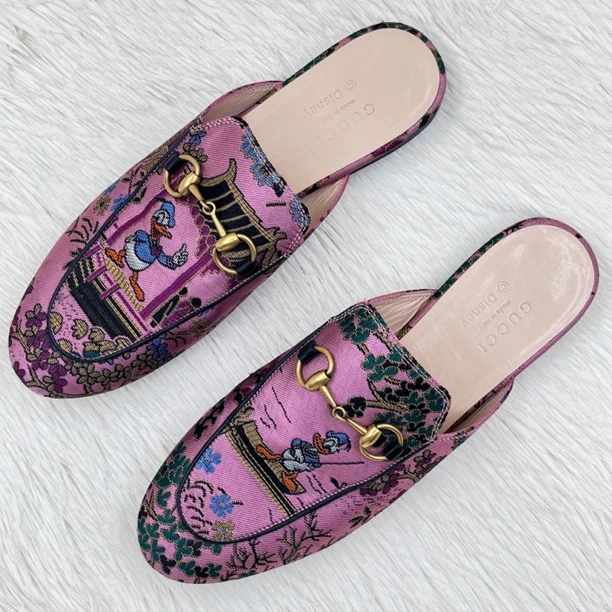 95新 GUCCI/古驰 Princetown花卉唐老鸭半拖鞋 36码 公价7k j2032