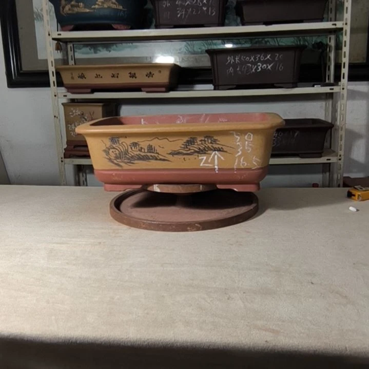 紫砂花盆芝麻黄色小号马槽2只