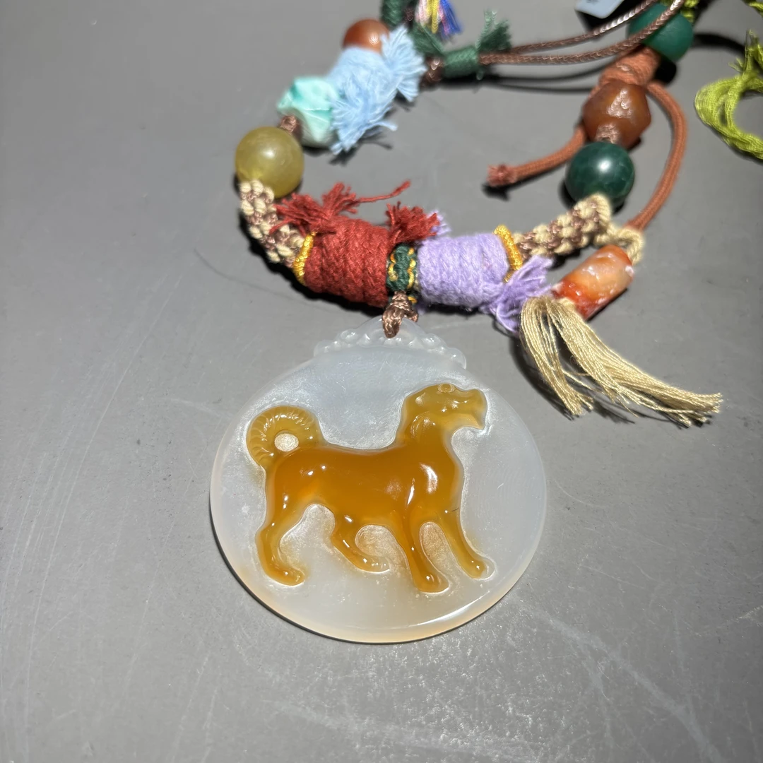 HZ91747新款冰透玛瑙俏色巧雕生肖马吊坠男女通用挂件-朵云轩