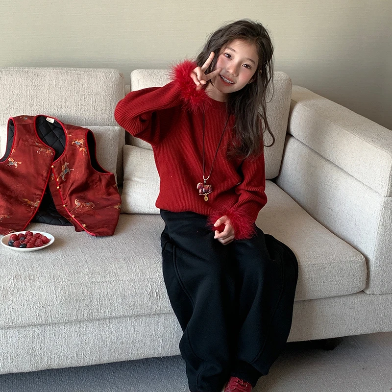 【好运毛小姐】西西家女童毛衣2025冬季儿童新年针织打底衫JXS353