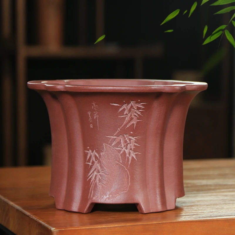 宜兴紫砂花盆手工精品海棠兰花盆景罗汉松杜鹃金弹子老鸦柿绿植盆