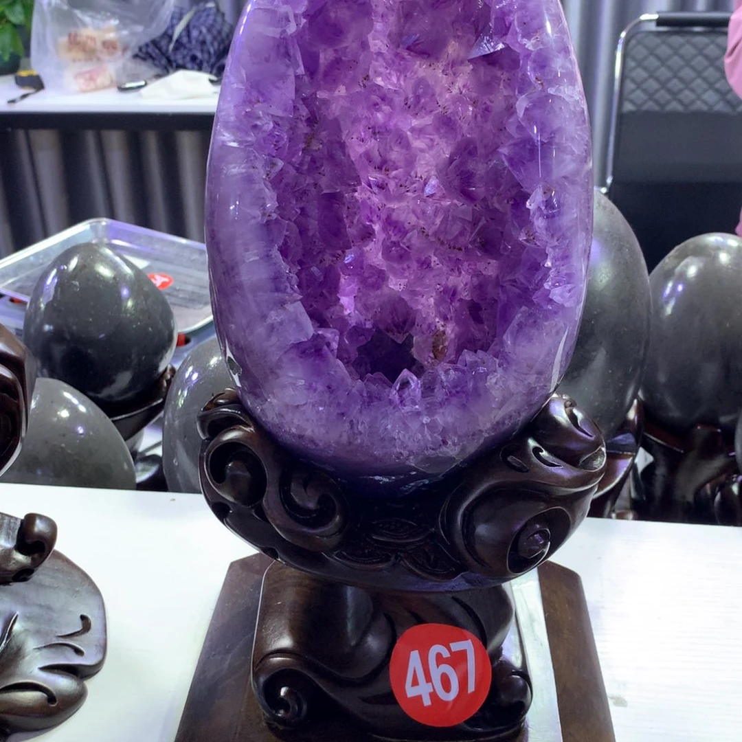 织绣全抛紫水晶钱袋子
