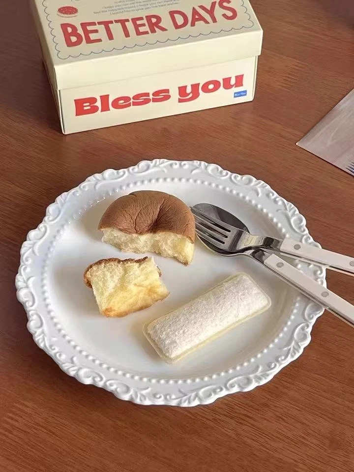 ins法式高级浮雕蛋糕意面盘沙拉水果深盘8寸好看精致高端西餐盘