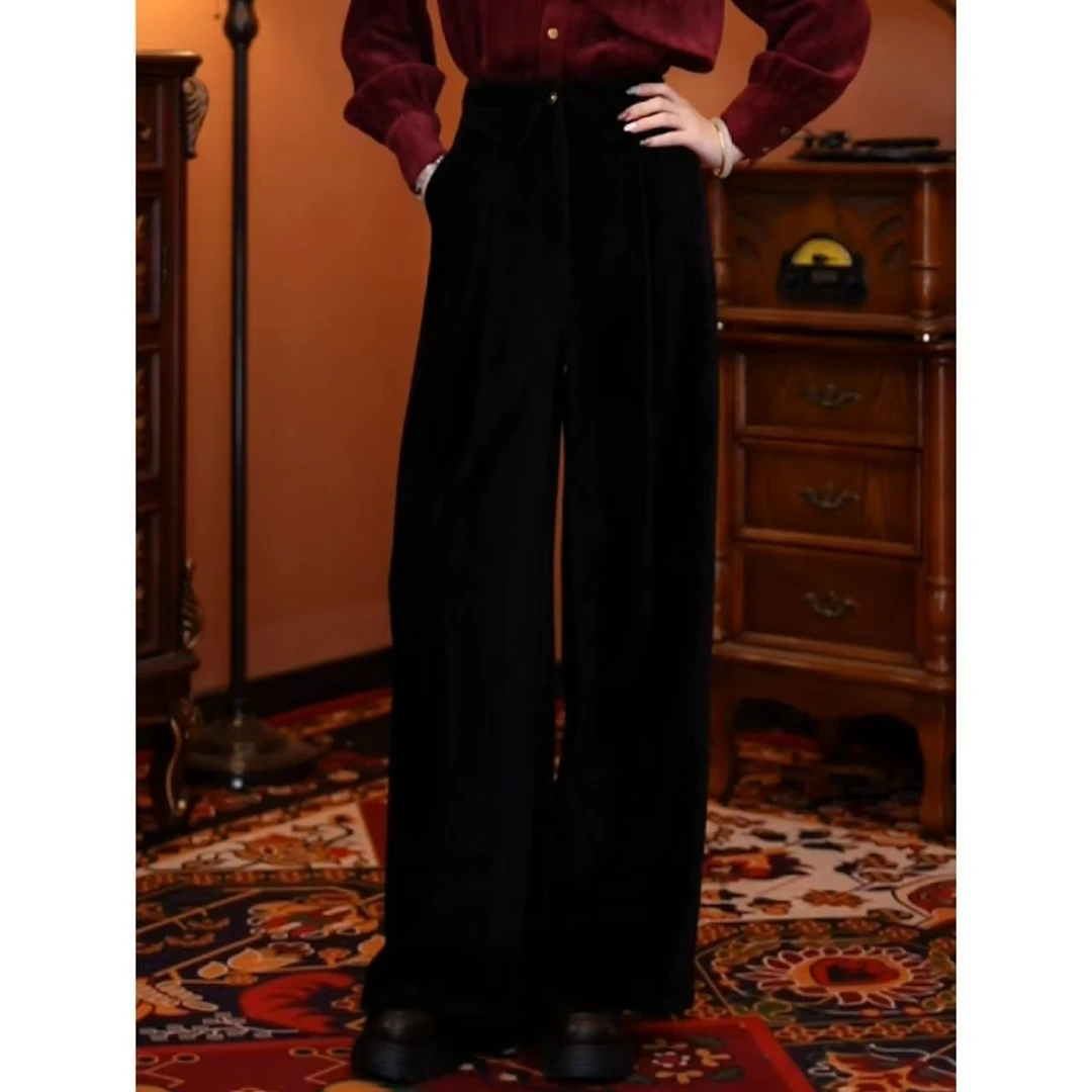 牧子【月黑风高】港风气质复古百搭显瘦高腰女装新款裤子01218