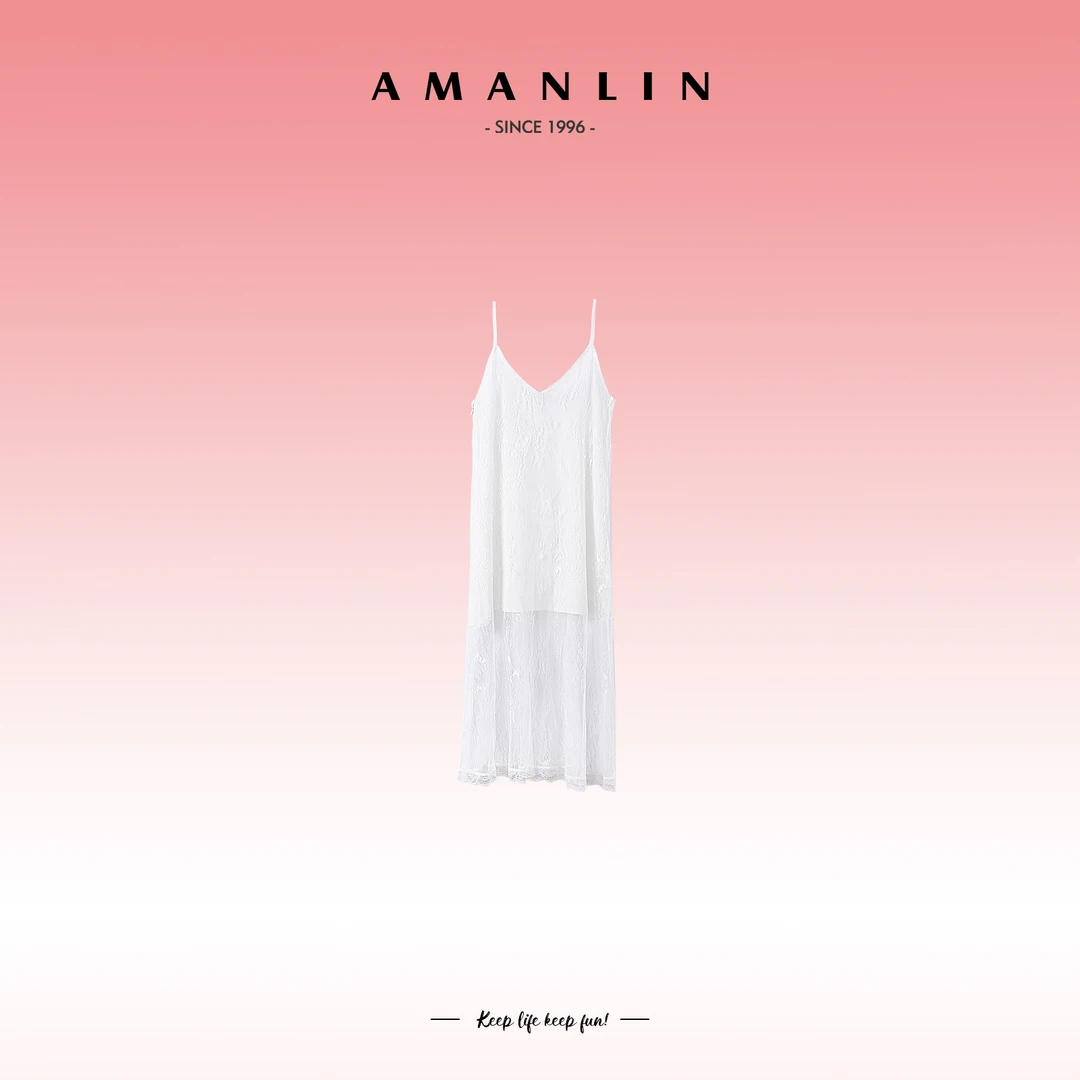 AMANLIN/阿谩琳时尚气质性感辣妹风吊带裙时尚欧若风百搭F595528