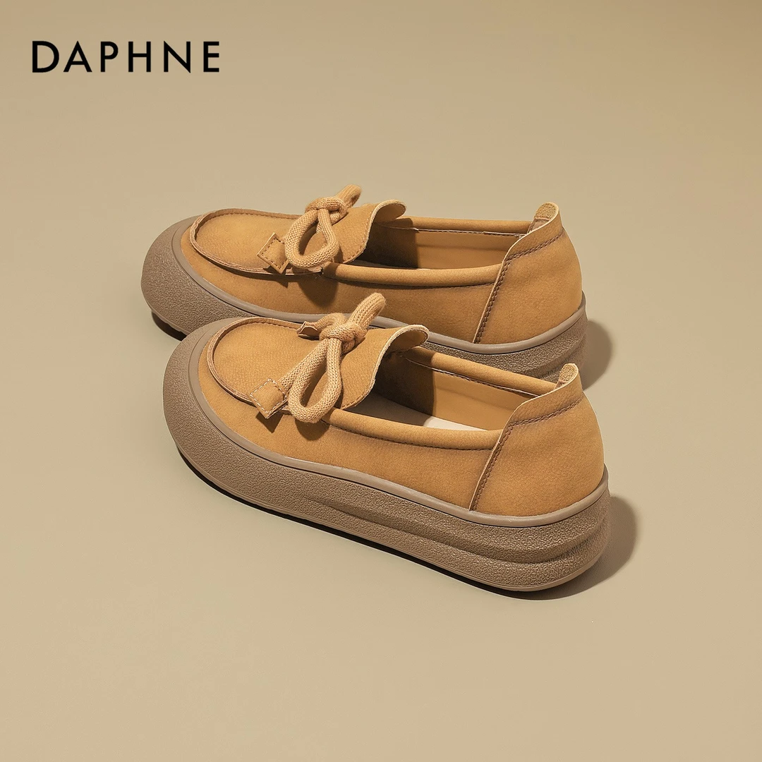 达芙妮2025年新款休闲鞋女鞋秋季时尚百搭轻便透气一脚蹬浅口单鞋