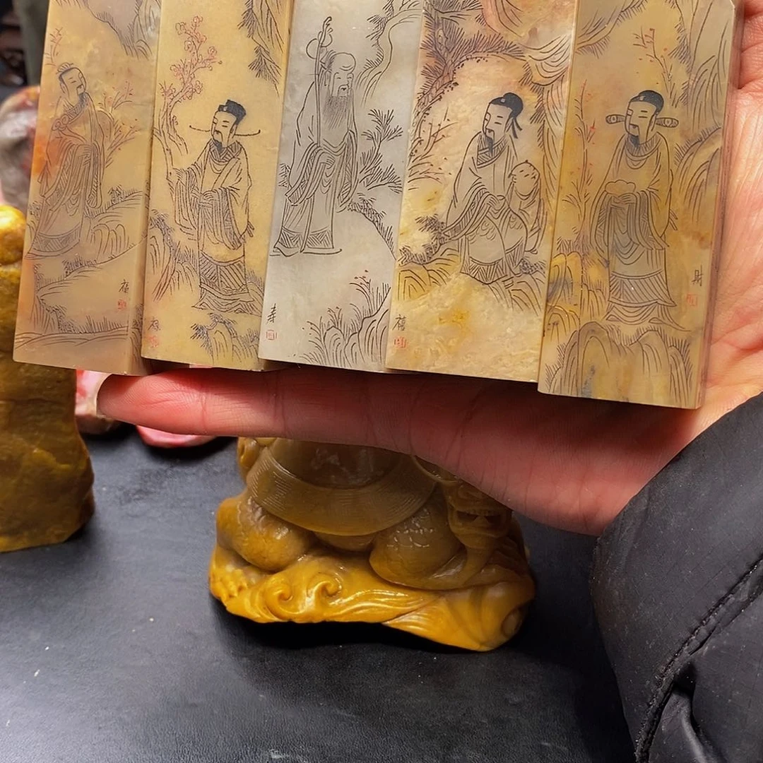 昌化石1**熊昌化线刻印章