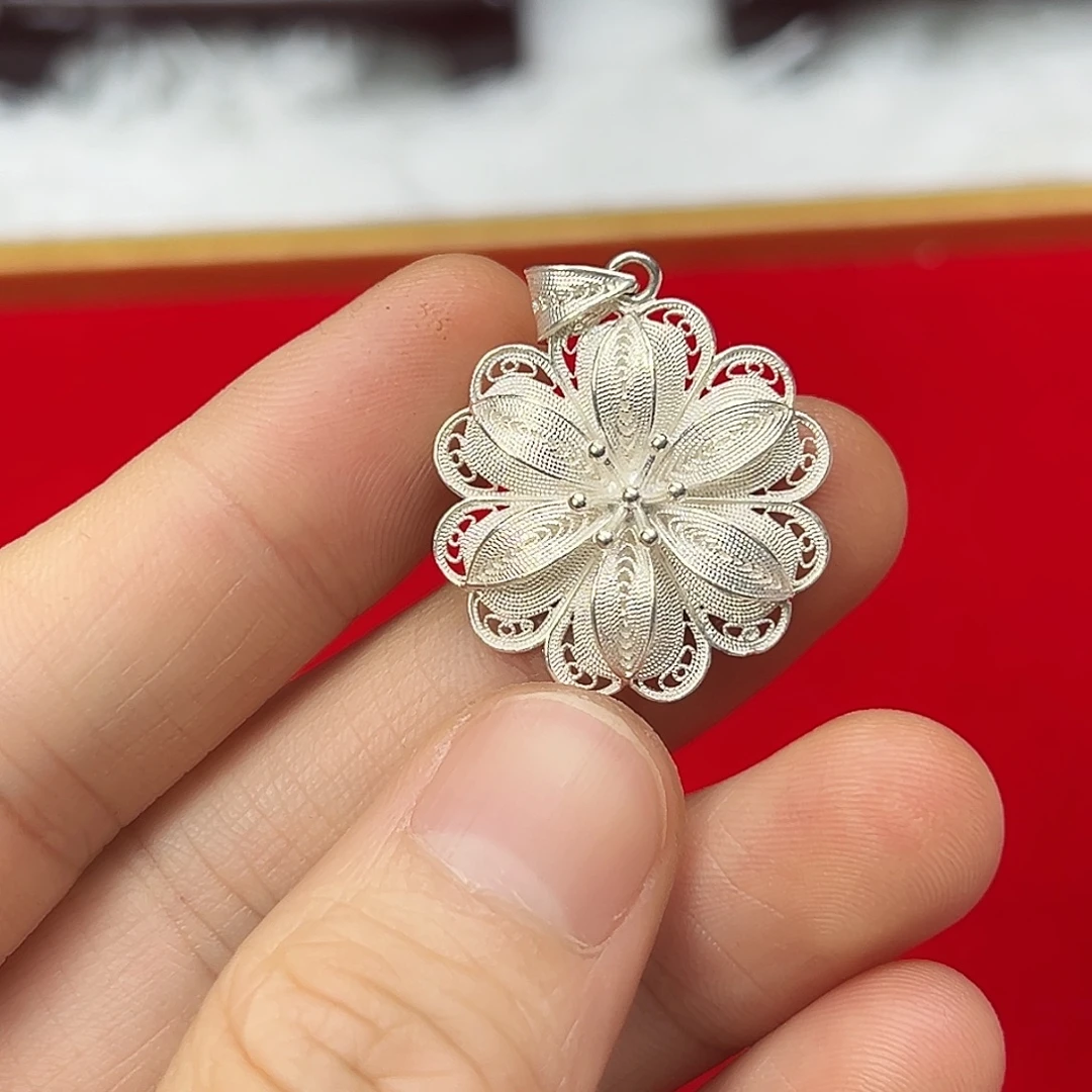 足银足银花丝手工吊坠