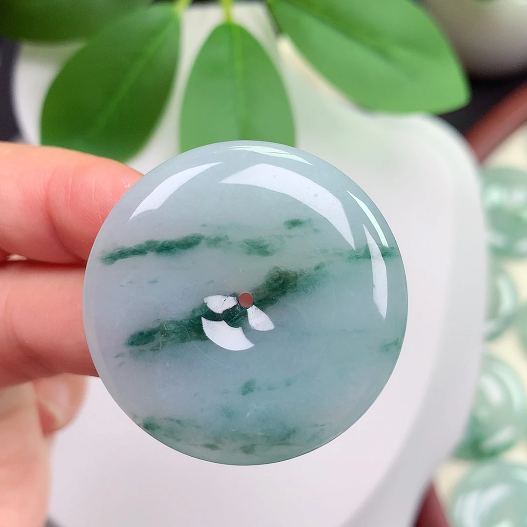 翡翠未镶嵌颈饰平安扣 35.7x6.0mm