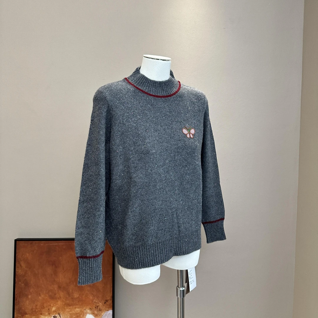 冬季新款女士羊毛衫气质亮片毛衣时尚百搭打底衫女内搭上衣