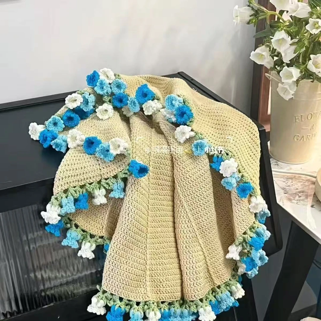 【有成品】手工DIY创意礼物自制作花朵毯子铃兰花玫瑰花花束毯子材
