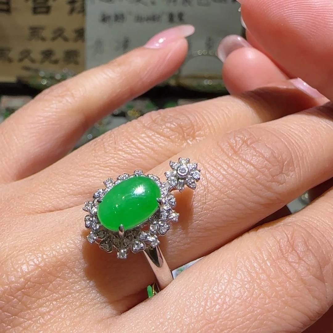 【闪购商品】翡翠戒指18K金镶嵌缅甸