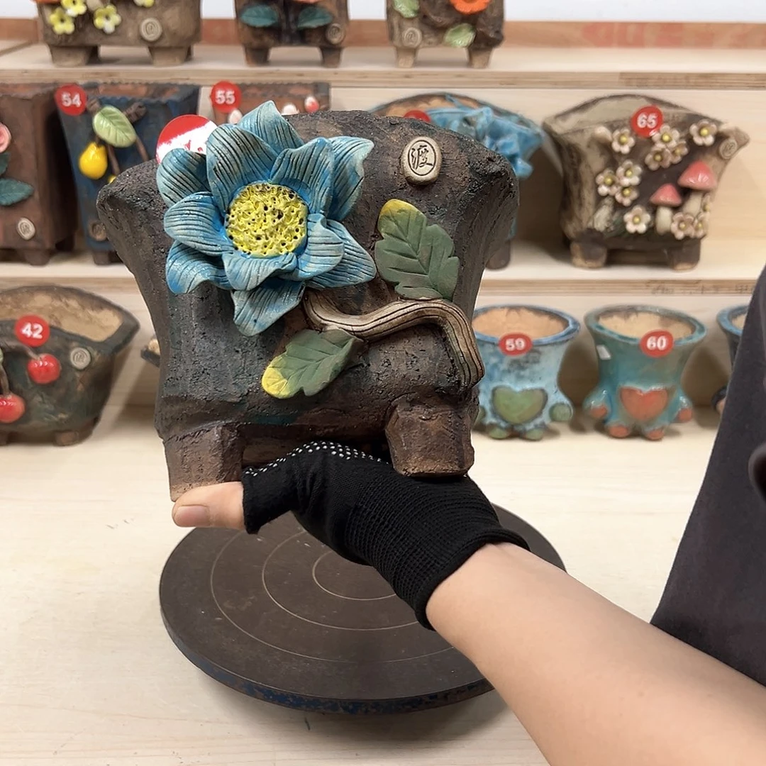 紫砂花盆66号内口17×12外高14