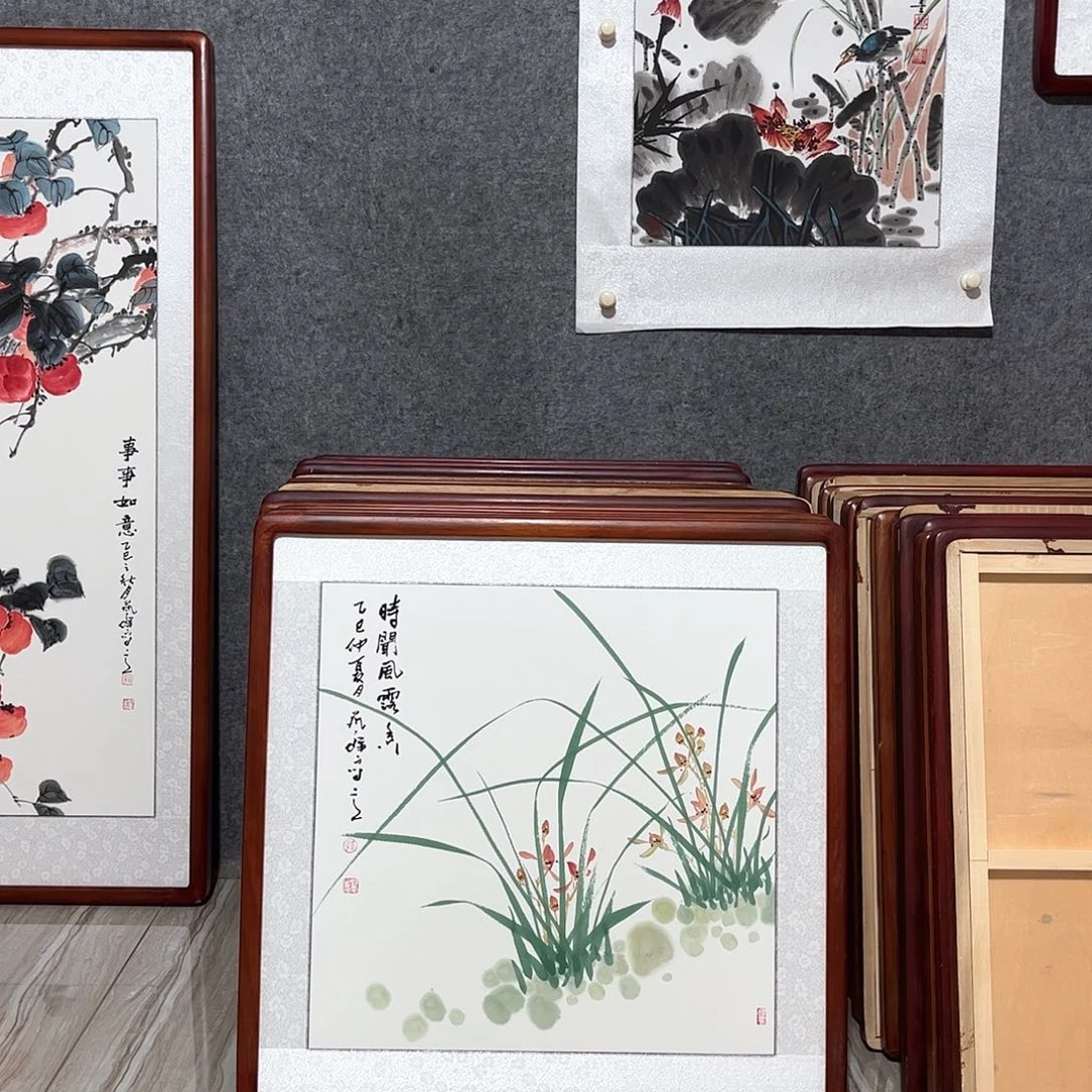 国画书画作品带框63×63