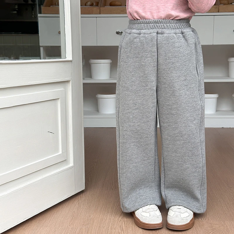 【反季清】儿童加厚加绒复合一体绒贴标直筒裤  24B061