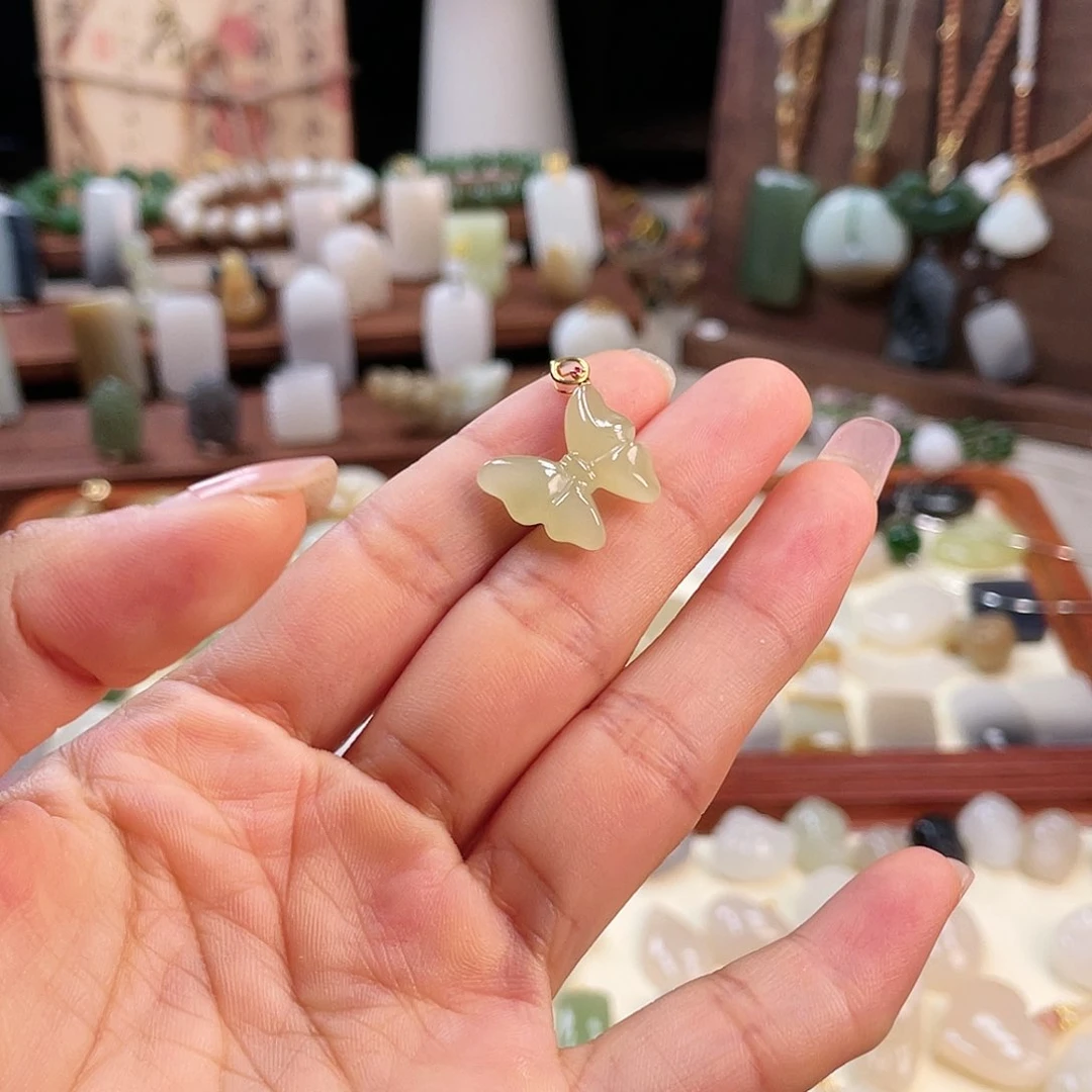 【闪购商品】和田玉18K金镶嵌吊坠(不含链)