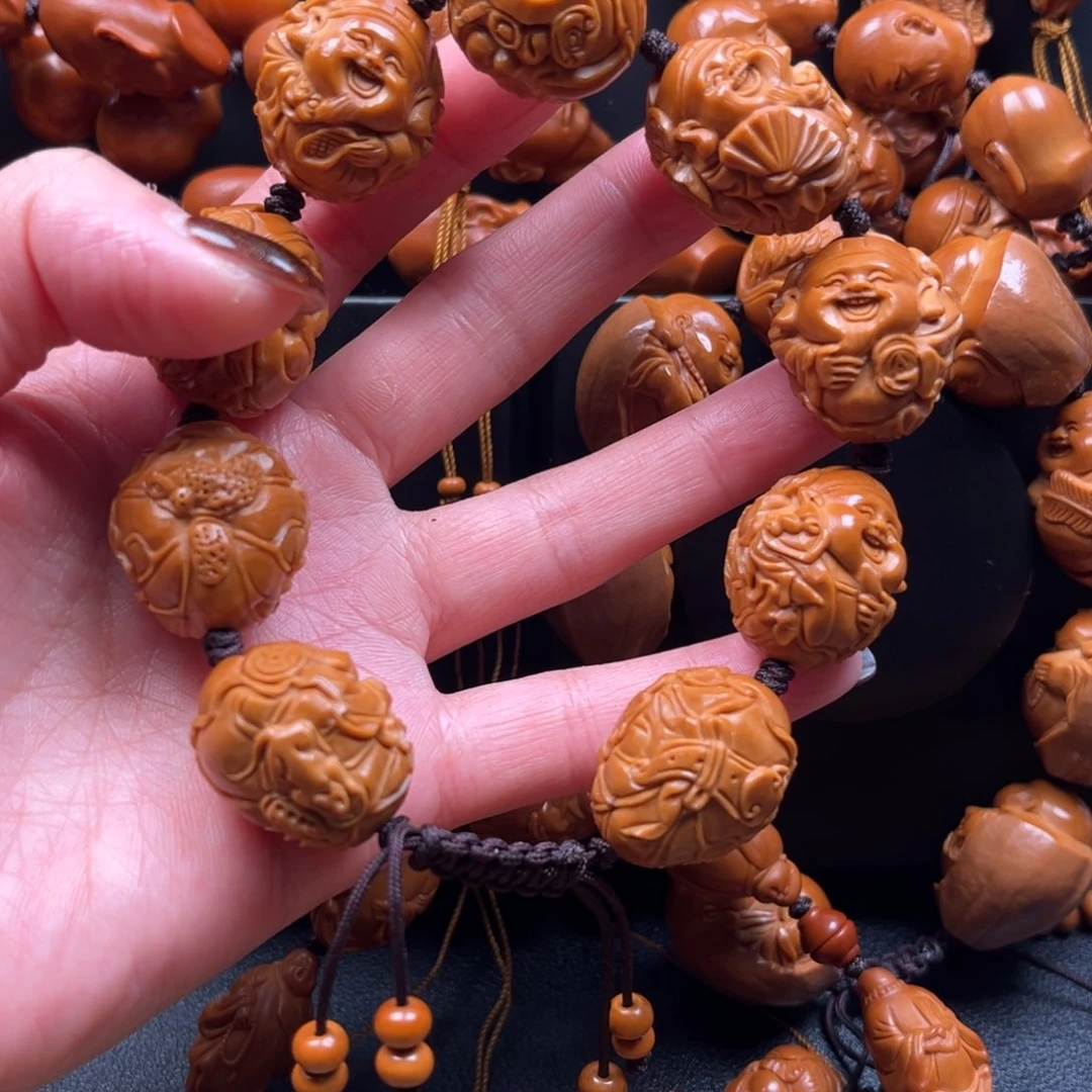 橄榄核手串荷叶财神