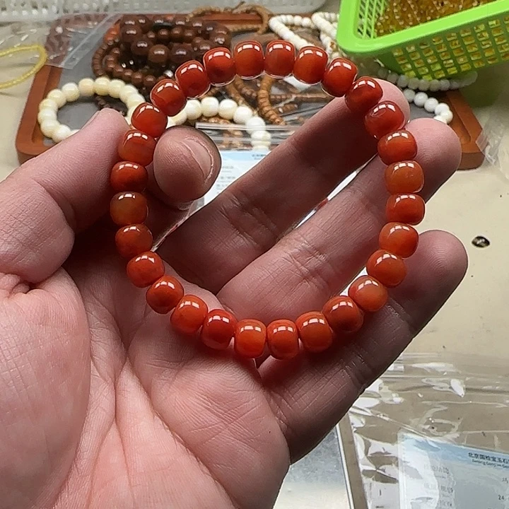 白玉菩提吊坠红色3432