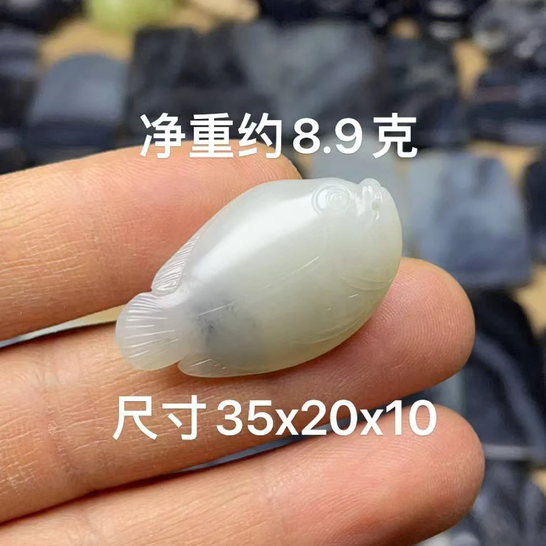 天然和田玉籽 料青花小鱼连年有余吊坠小挂件