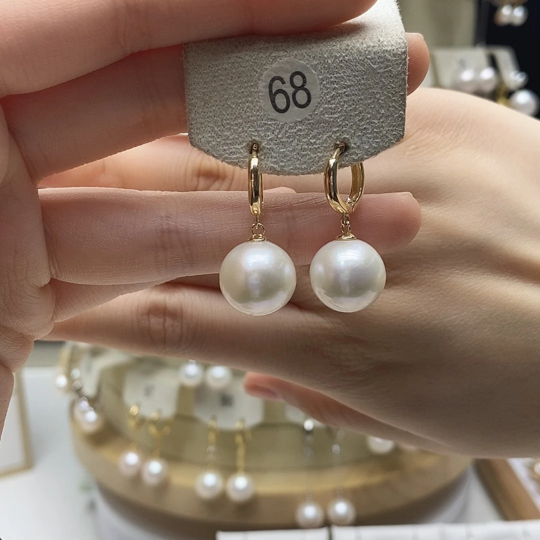 淡水珍珠银S925镶嵌耳饰