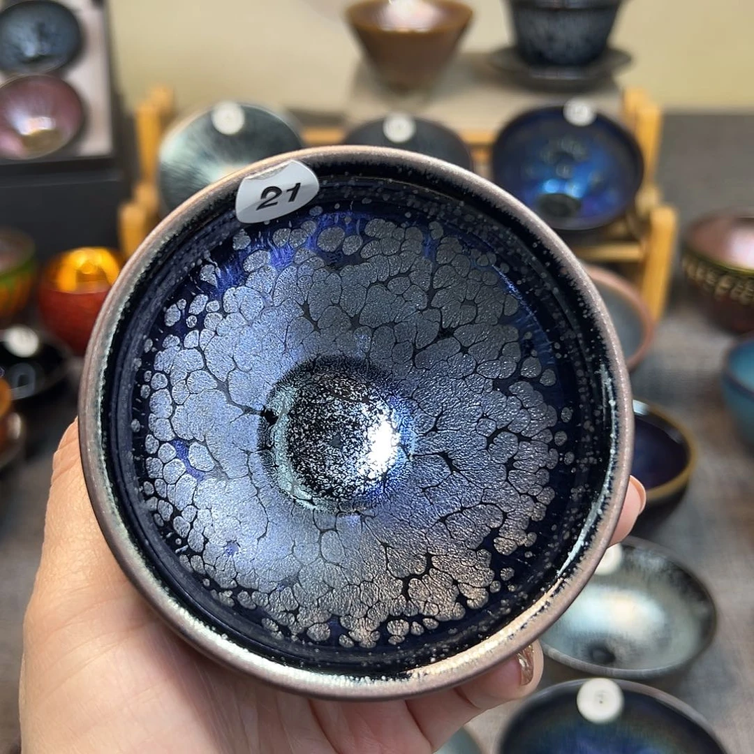 茶盏黑牡丹束口手工