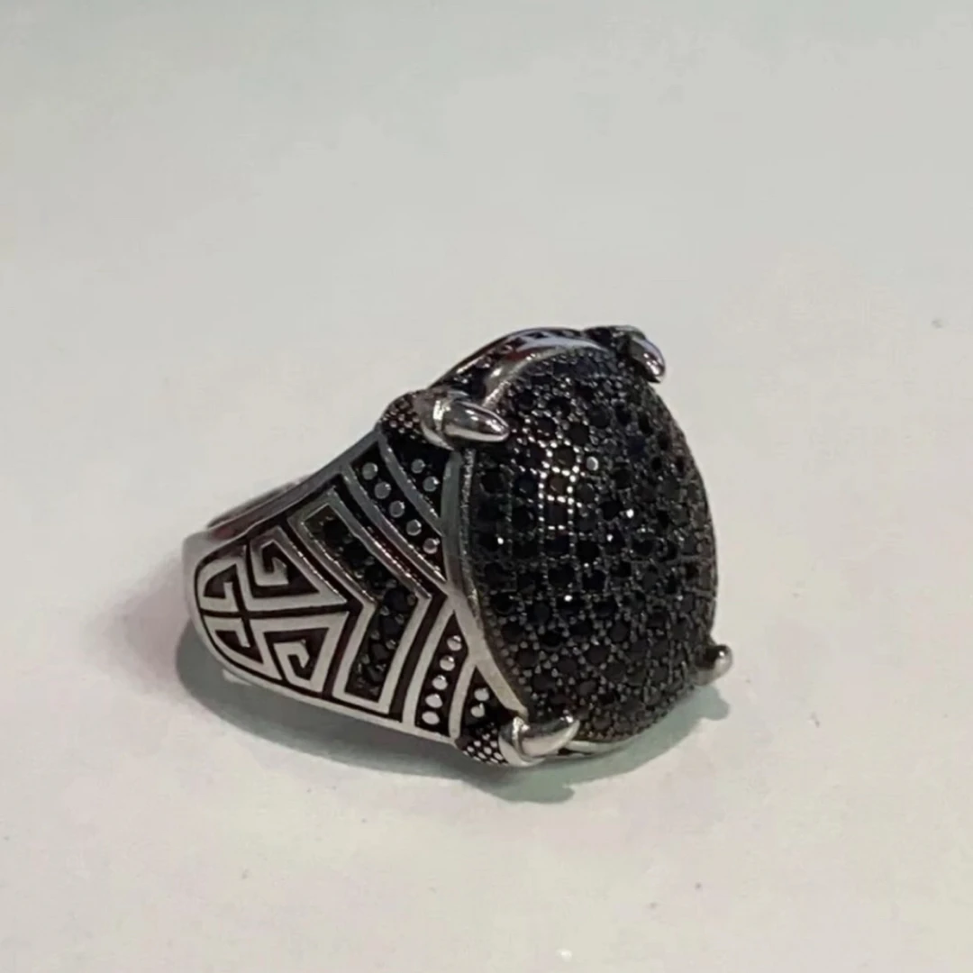 925银戒指 拜合提亚尔纯银男士戒指黑色