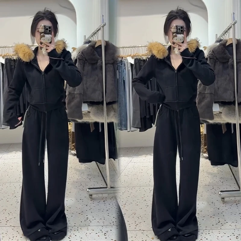 2025秋冬新款时尚显瘦气质网红高档套装女高级百搭宽松大码两件套