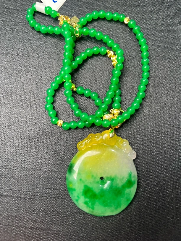 Lx293三彩平安扣毛衣链