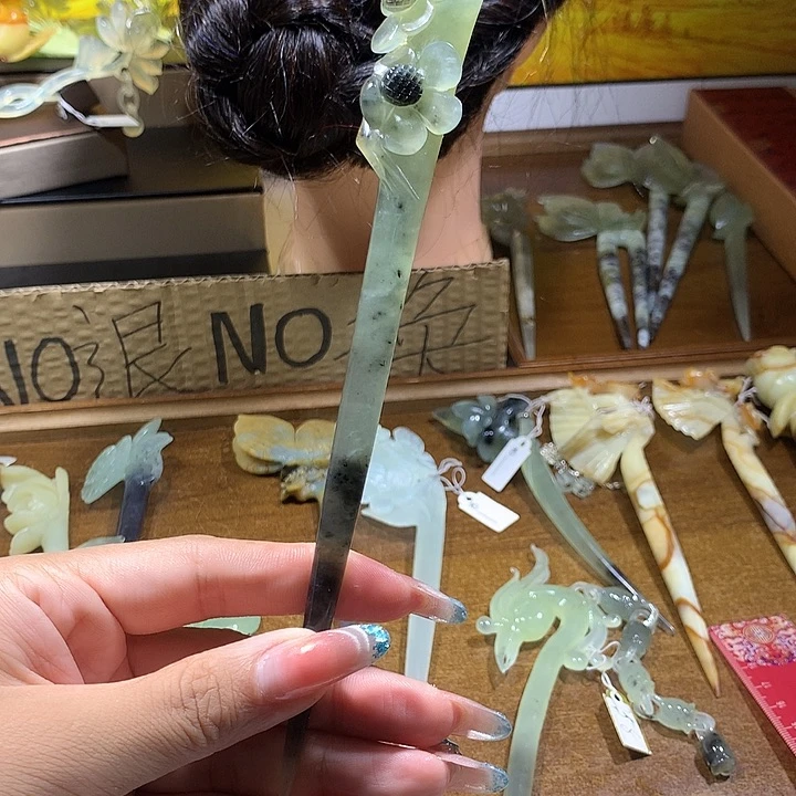 蛇纹石玉合金发饰