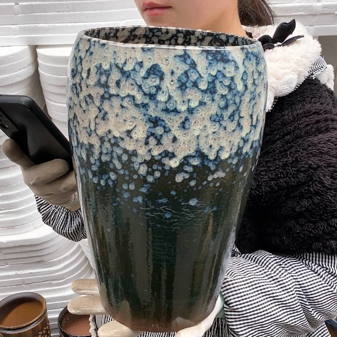 红泥花盆瑕疵口16高28