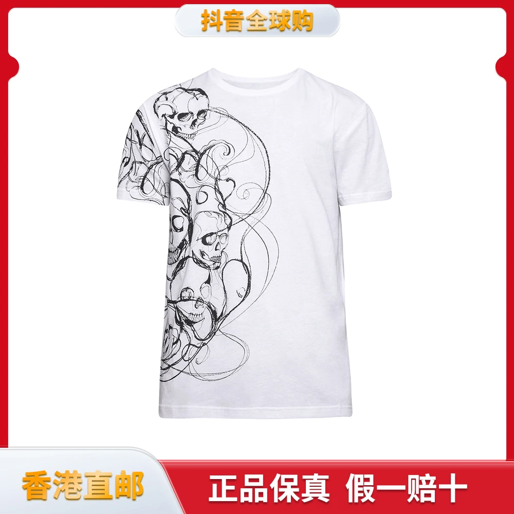 ALEXANDER MCQUEEN麦昆男士白色骷髅花纹T恤衫 453145男款百搭