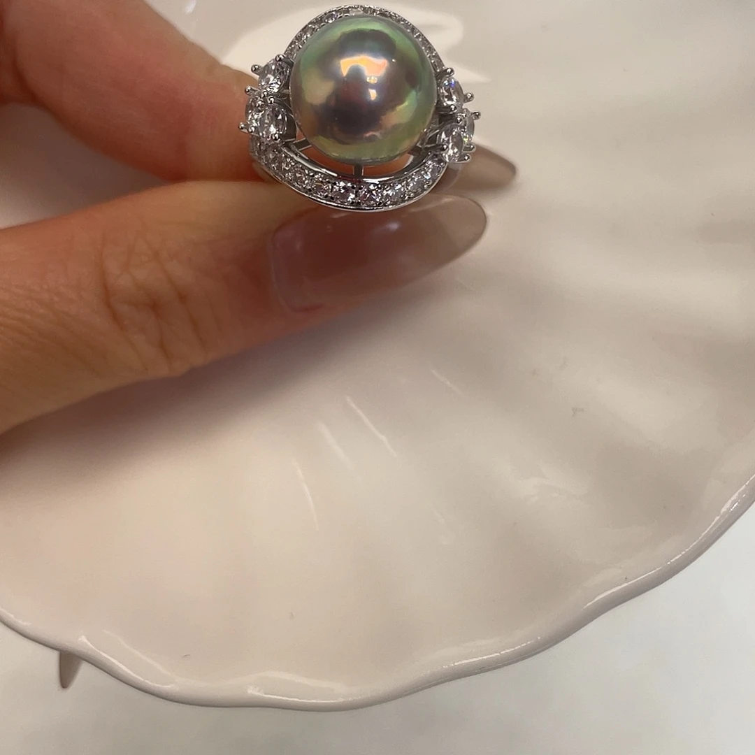 拼合珍珠（马贝珠）戒圈银S925镶嵌