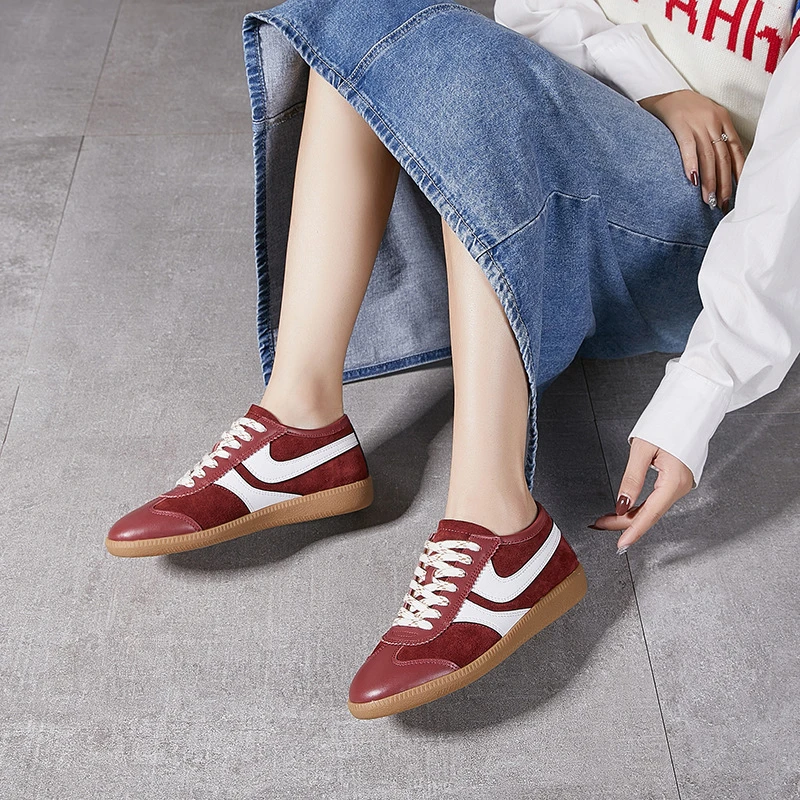 东莞外贸工厂现货牛皮休闲运动鞋女DVN设计师品牌女德训鞋新款潮