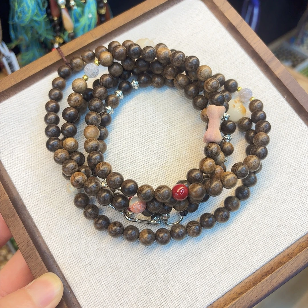 0837  檀香木/【沉沉】7-8mm斜跨链