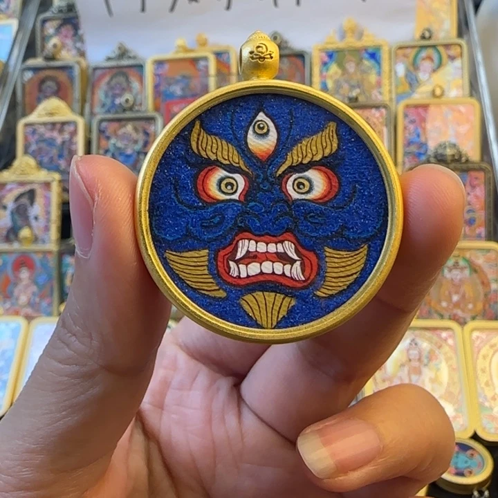 吊坠大黑天热贡唐卡