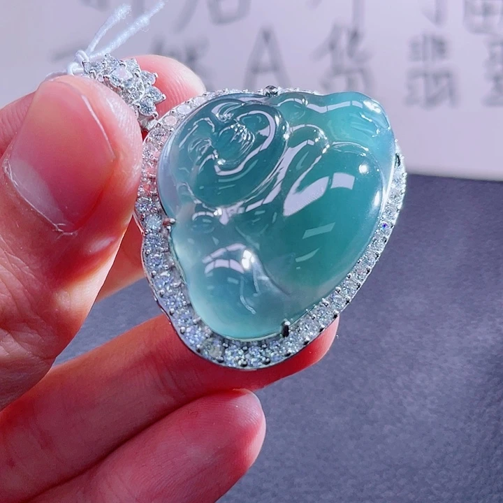 翡翠颈饰银S925镶嵌99999999