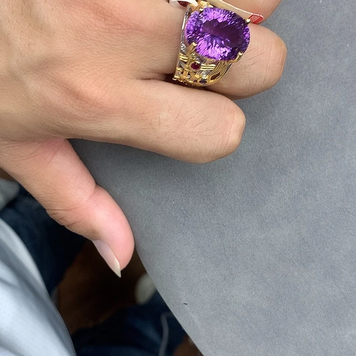 银S925镀金镶嵌水晶戒指