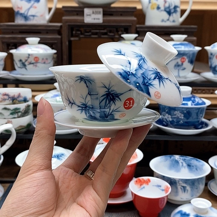 手绘竹子150cc悬停釉下彩微瑕福利款