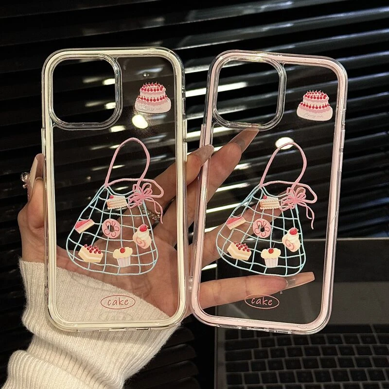 适用苹果16pro三合一炫彩iPhone15手机壳女华为mate60ins风甜品袋