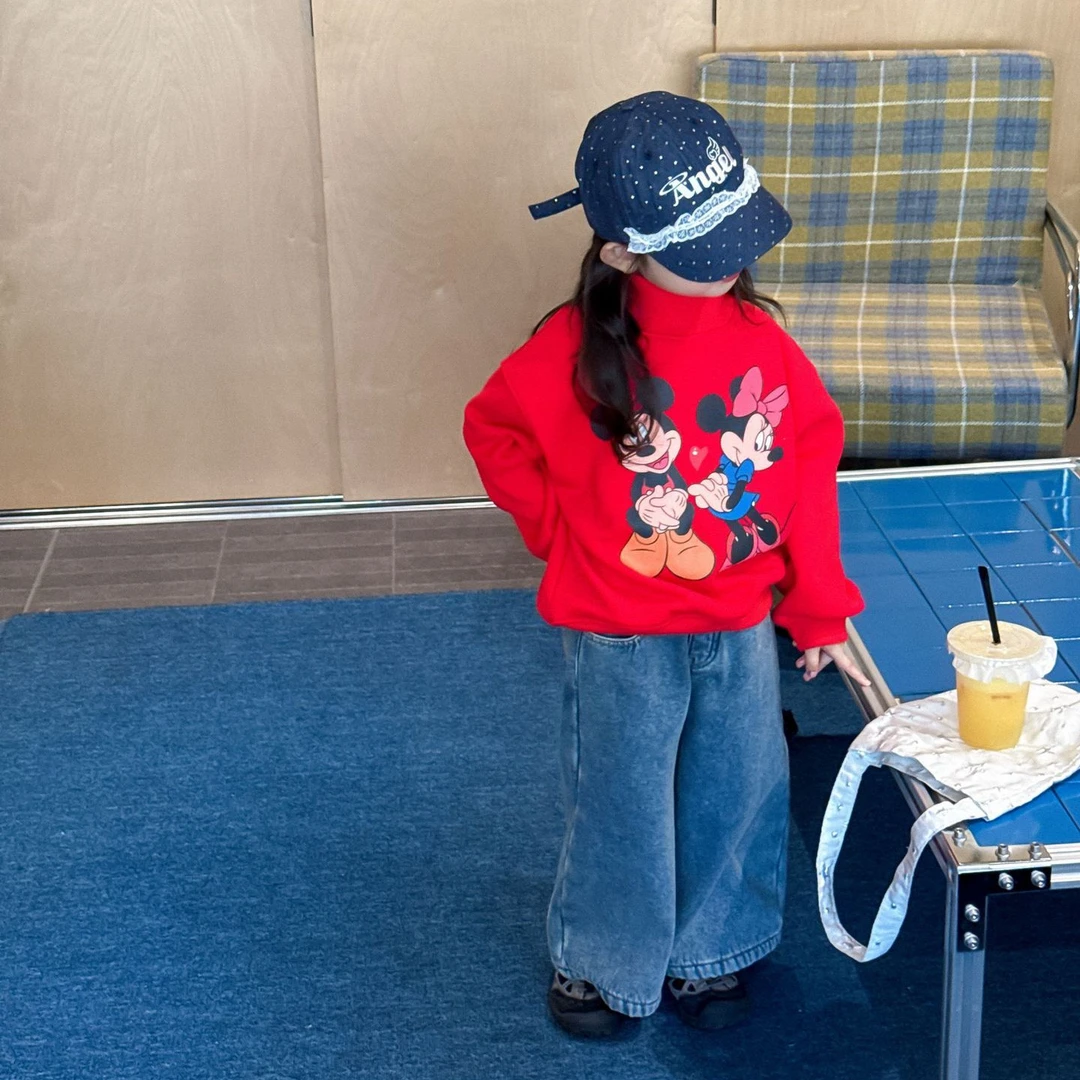 加绒加厚米奇卡通印花卫衣