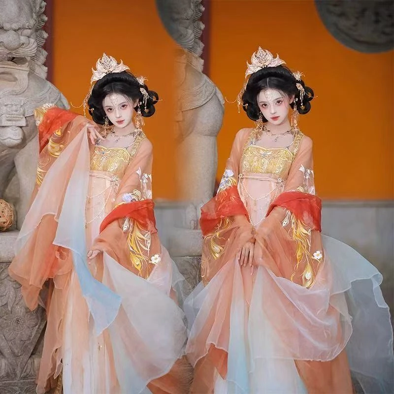 新品【金凤翎】新品超仙唐制诃子齐胸襦裙绣花大袖衫春夏款套装