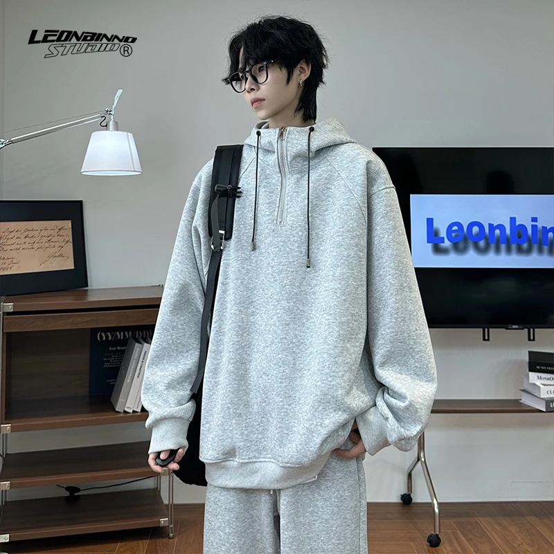 【运费补贴+现货现发】400克华棉秋解构连帽情侣男宽松学生休闲套装